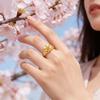 Women's Open Adjustable Ring Gold Plated with Lucky Flower Design Suitable for Wedding Jewelry