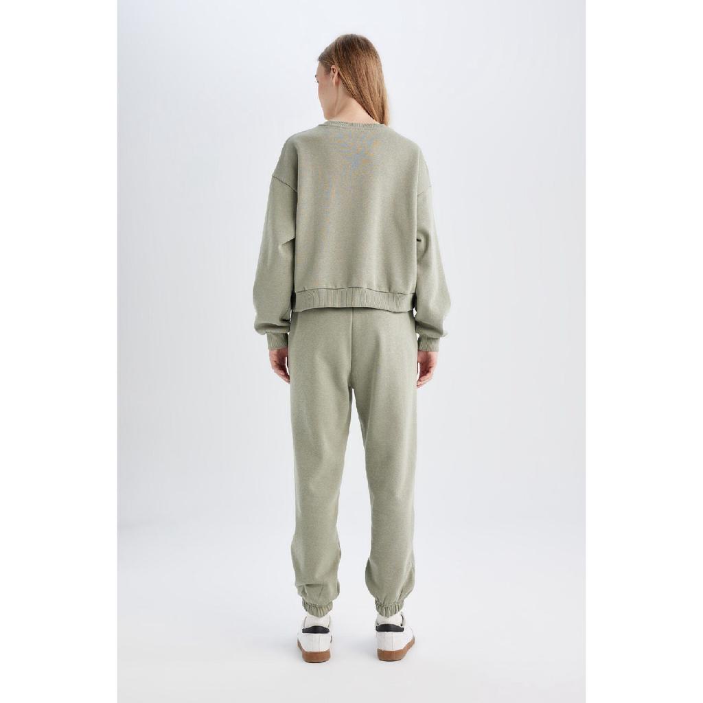 Normální střih Basic Silný fleece Uvnitř Crew Výstřih Pružný pas Bavlna Tepláková souprava D8022axns