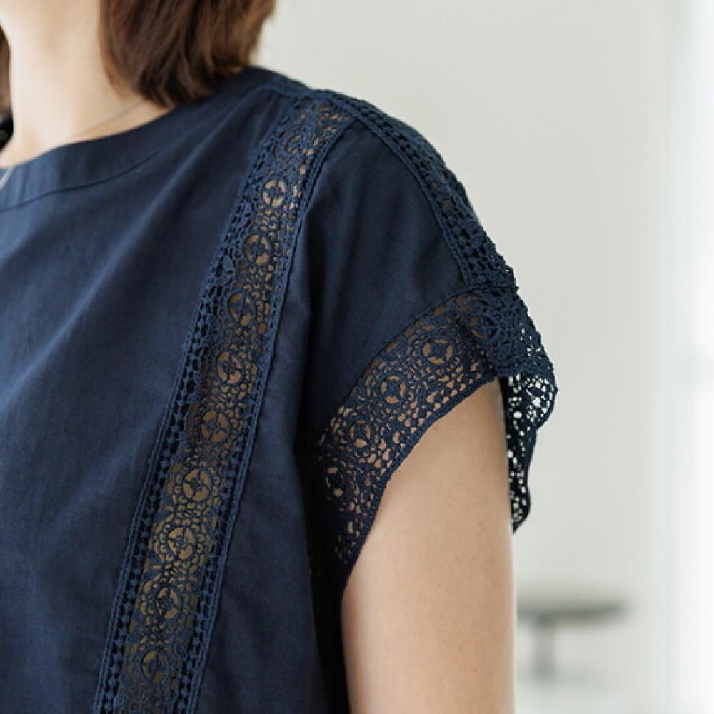 Dedra Weaving Lace Linen Blouse Tbf3411