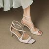 Fashion 2025 Summer Women Shoes Peep Toe Women Sandals Split Leather Pumps Slingback Elegant Gladiator High Heels Party Shoes