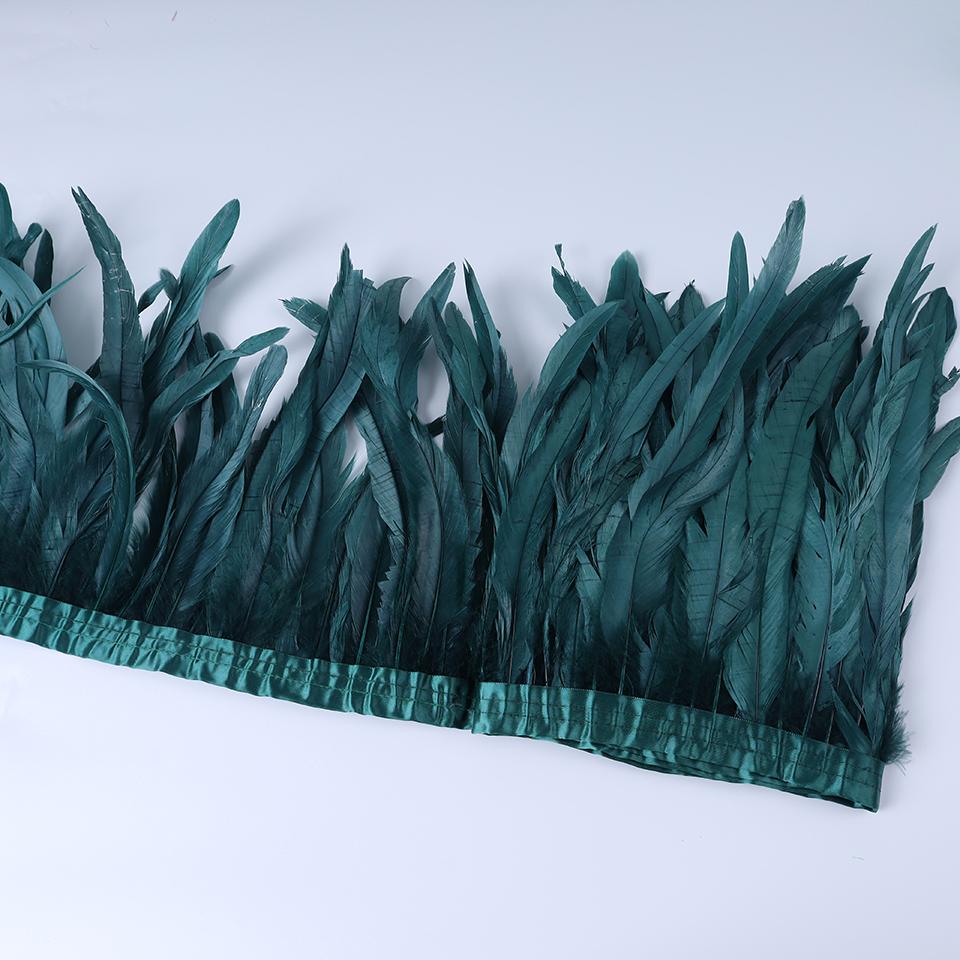 Rooster Feather Trims 2M Rooster Cock Tail Feather Fringes DIY Handicrafts for Clothes Ribbon Carnival Accessories