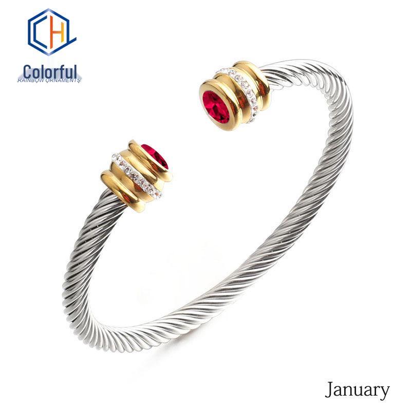 European & American 18K Gold-Plated Stainless Steel Bracelet with Zirconia