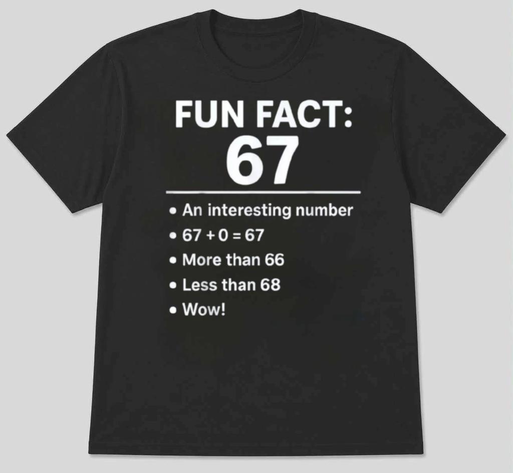 Funny Sarcastic Math - "Fun Fact: 67" Anti-Humor T-Shirt S M L XL 2 3 4 XL