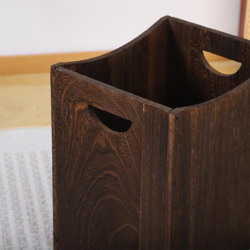 Portable Double Handle Wood Waste Basket For Easy Movement And Emptying Perfect For Home Or Offices Use
