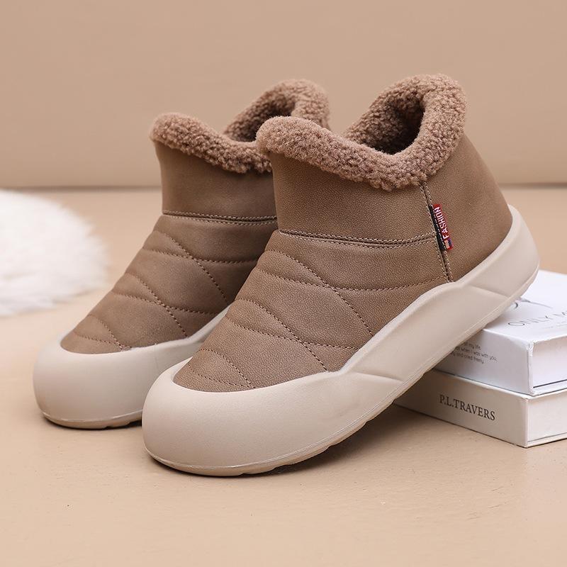 Ladies Winter Platform Snow Boots Anti Slip Warm Faux Fur Lining Ankle Booties Casual PU Leather Comfortable Fuzzy Walking Short Boots
