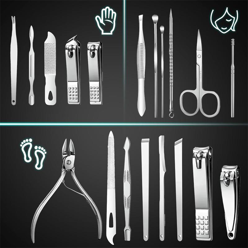 19 In 1 Professional Nail Clippers Pedicure Kit, Manicure Tool Kit Manicure Set, Stainless Steel Manicure Tools