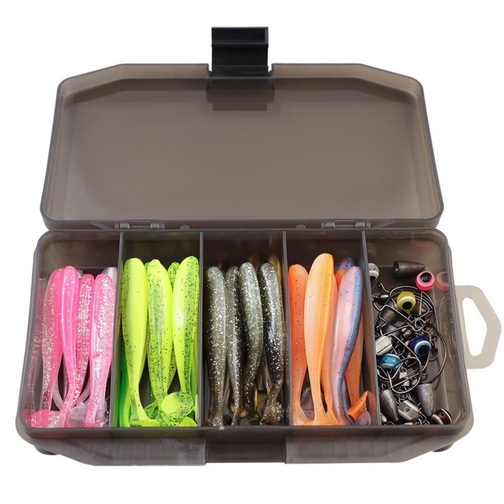 

76pcs Crank Hook Fishing Soft Bait Set T-tail Fishing Tackle Set Outdoor