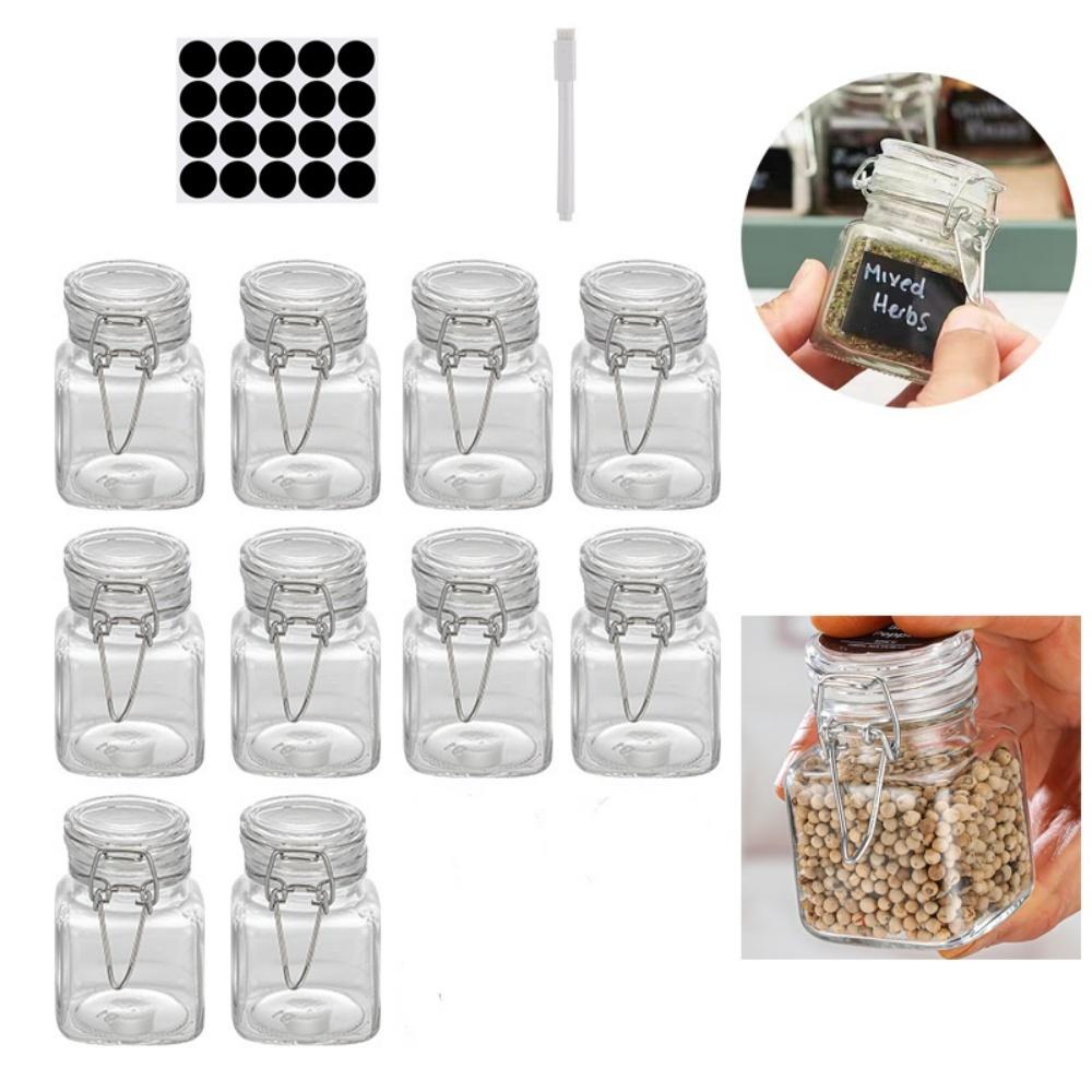 50/100ml Glass Bottle Sealed Storage Jar with Buckle Airtight Locking Lid Big Mouth Kitchen Bottles for Coffee Beans Fruits Nuts