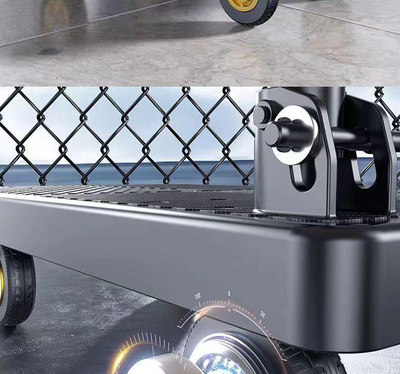 Foldable Four-Wheel Steering Hand Truck: Compact Trolley for Moving and Shipping Goods