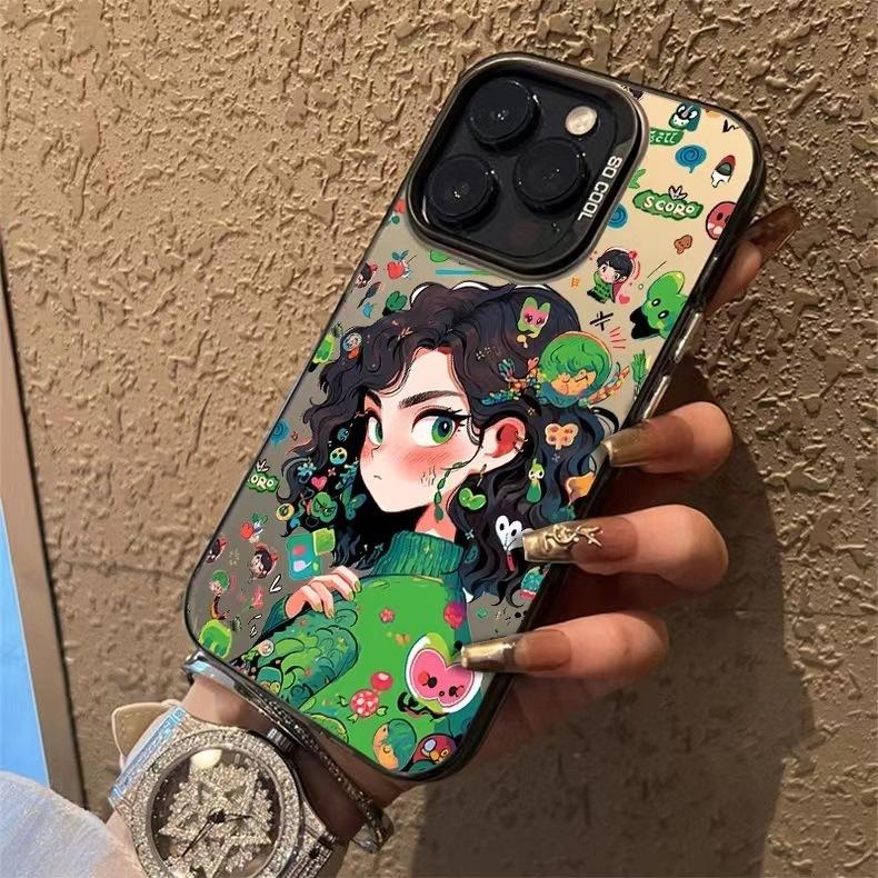 Green Girl Applies To Apple 16 Mobile Phone Case 15pro Protective Soft Case iPhone13 Color Silver 12 All-inclusive Xsmax