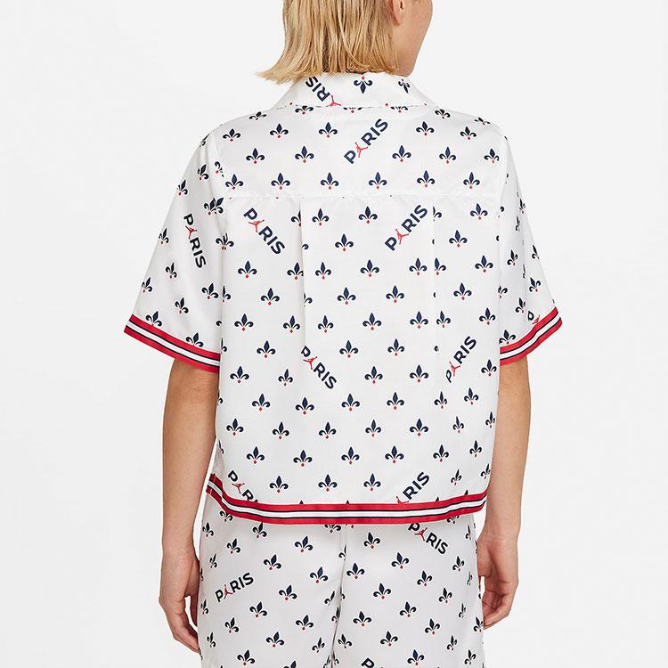 Jordan Paris Saint-Germain Casual Breathable Printed Loose Polo Shirt Women shirts White DC0452-100