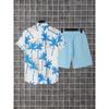 Men's Short-sleeve Shirt Printed Vacation-style Shirt Hawaiian Shirt Set Men's Fashion Loose Shirt and Shorts Set