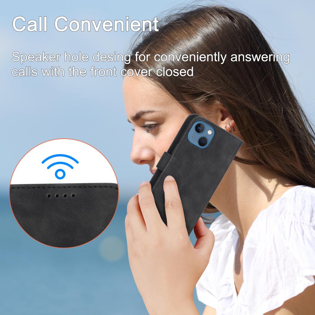 DIERFENG DF-03 Drop-proof Phone Case for iPhone 13 Mini 5.4 inch,Stand Wallet PU Leather Lines Imprinted Cell Phone Cover