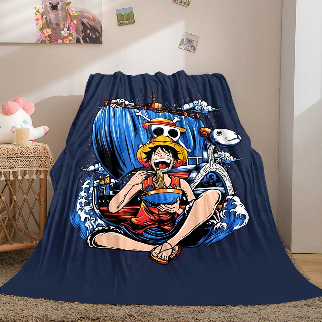 Anime One Piece Flannel Lightweight Blanket Home Decor Sofa Bed Travel Cover Family Gift For All-Season LXR175