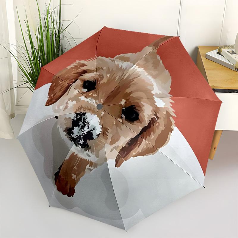 

1pc Cute Dog Automatic Folding Umbrella - 8-Rib Automatic Open/Close, Portable Collapsible Compact Umbrella yy251218041