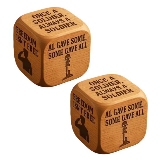 1/2/3Pcs Work Dice Wooden Pray Tribute to Soldiers Dice Six Savage Sayings Goodbye to Work Stress Dice Desk Accessory Coworkers Gag Gifts
