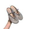 Premium Sense Rhinestone Mary Jane Bag Head Half Slippers Women's 2025 New Summer Outer Slippers French Cool Slippers