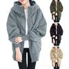 Women Thick Coat for Autumn Winter Warmth Solid Color Mid-Length Fleece Jacket with Pockets Loose Zipper Hooded Coat for Daily Wear