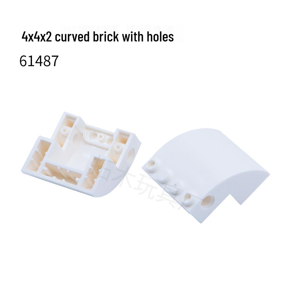 LEGO-Compatible Curved Brick 4x4x2 with Stud Holes (Part 61487)