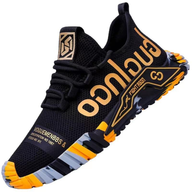 

Новая мужская повседневная спортивная обувь, сетчатая дышащая поверхность, легкая модная обувь для бега, амортизация и нескользящая, обувь для путешествий 43 жёлтый