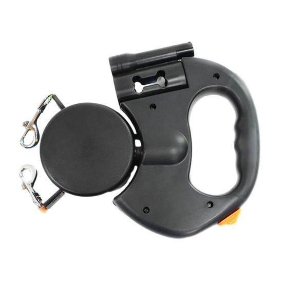 Podwójna smycz automatyczna dla psa, wytrzymała, z podwójną głowicą, obracana o 360 stopni i ze światłem LED dla psów małych, średnich i dużych