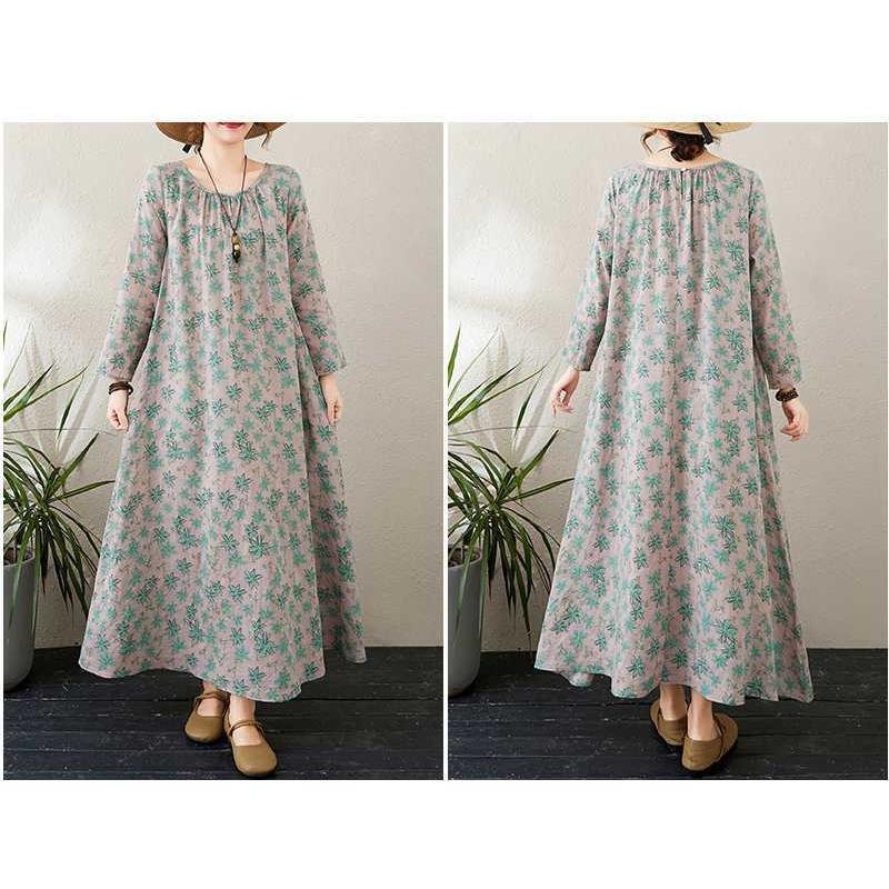 2025 New Round Neck Minimalist Long Sleeve Extra Long Dresses