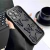 Black Butterfly Diamond Sand iPhone 15/16/17 Case with Eye Pattern Protection