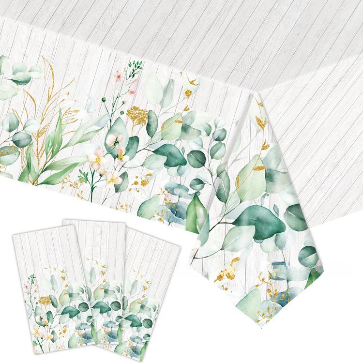 20pcs Minimalist Eucalyptus Leaf Sage Paper Plate Paper Cup Disposable Tablecloth Wedding Party Party Decoration Birthday