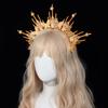 Women Crown Halo Headpiece Wedding Headwear Cosplay Girls Sun Goddess Pearl Halloween Carnival Party Headdress Costume Props