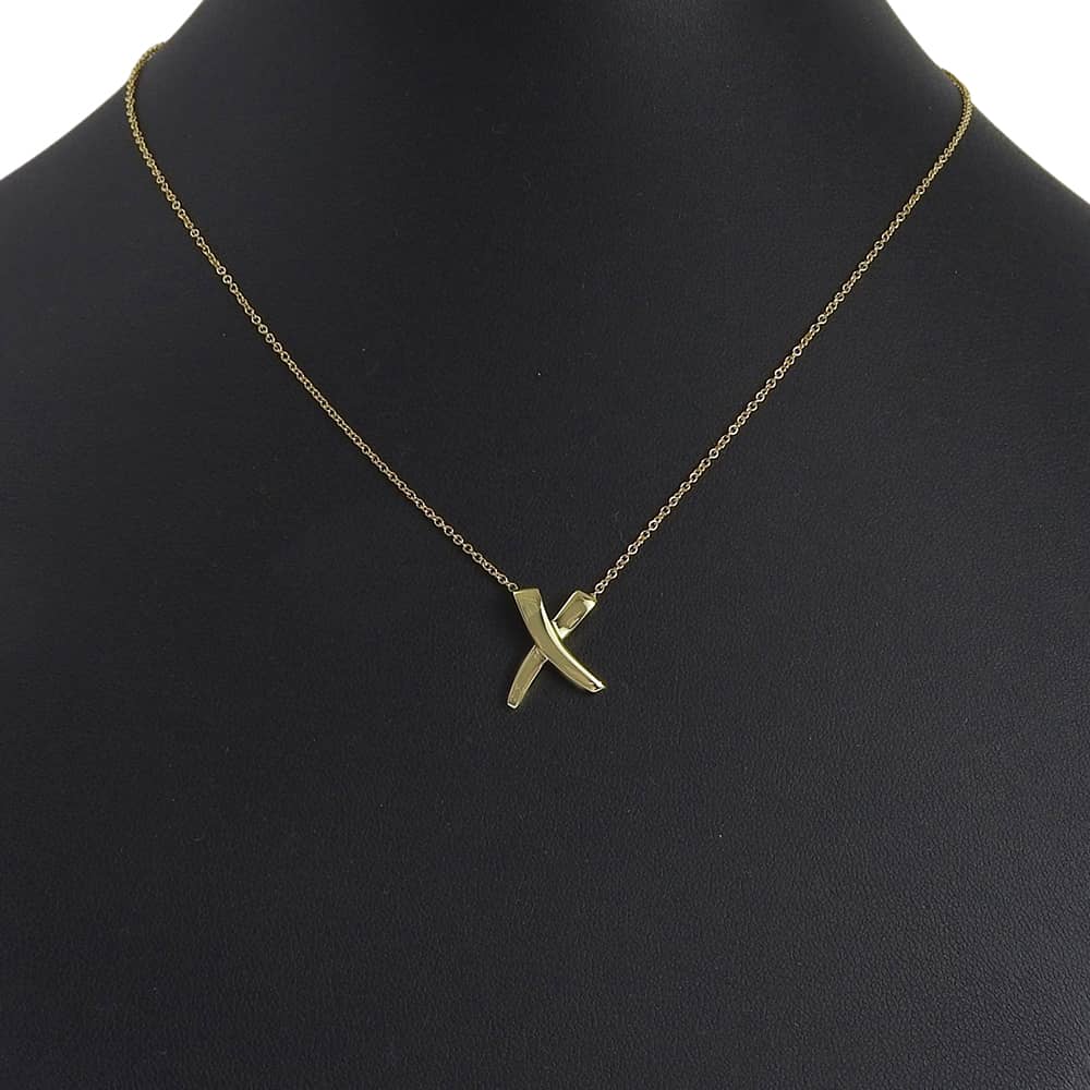 TIFFANY&Co. kiss Necklace Paloma Picasso K18 yellow gold 3.4g Women Used