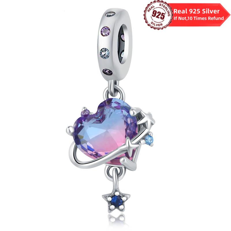 New Copper Jewelry For Women Pendant Lotus Love Planet Plant Plata Beads Original Charms Bracelet Diy Women Gifts