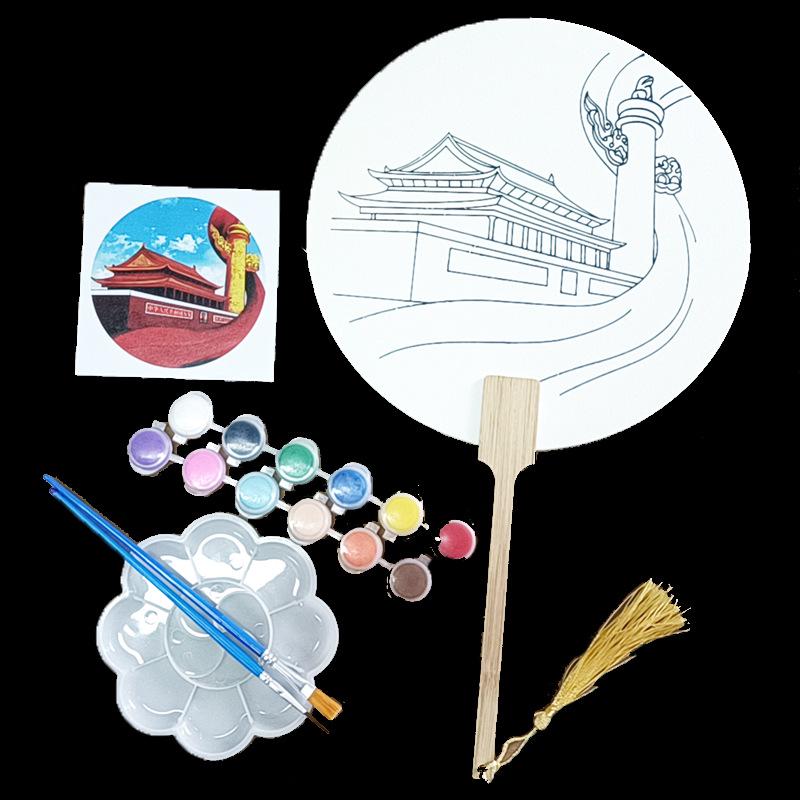 Thickened Rice Paper Round Fan for Chinese Watercolor & Calligraphy: DIY Ancient Ink Painting Kit
