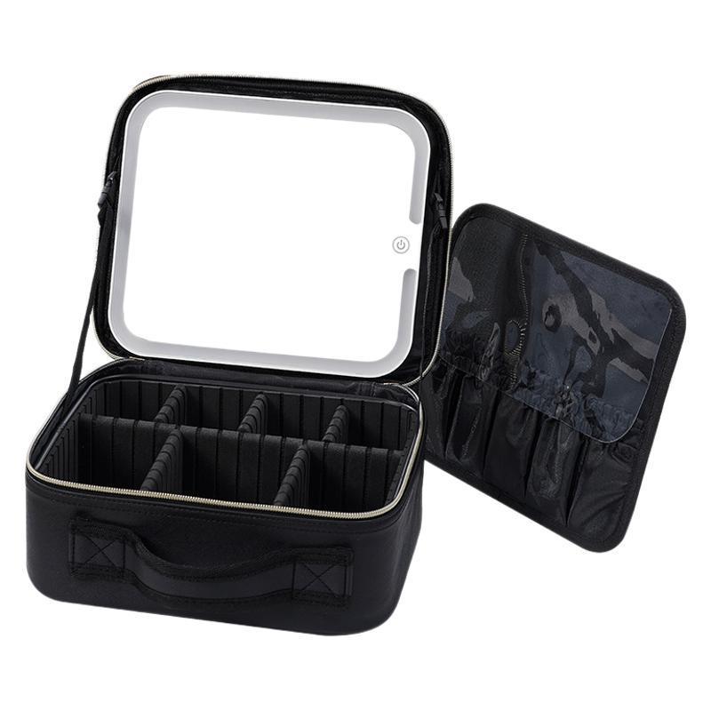 LED Makeup Bag with Mirror, High-End Feel, Large-Capacity for Makeup Artists
