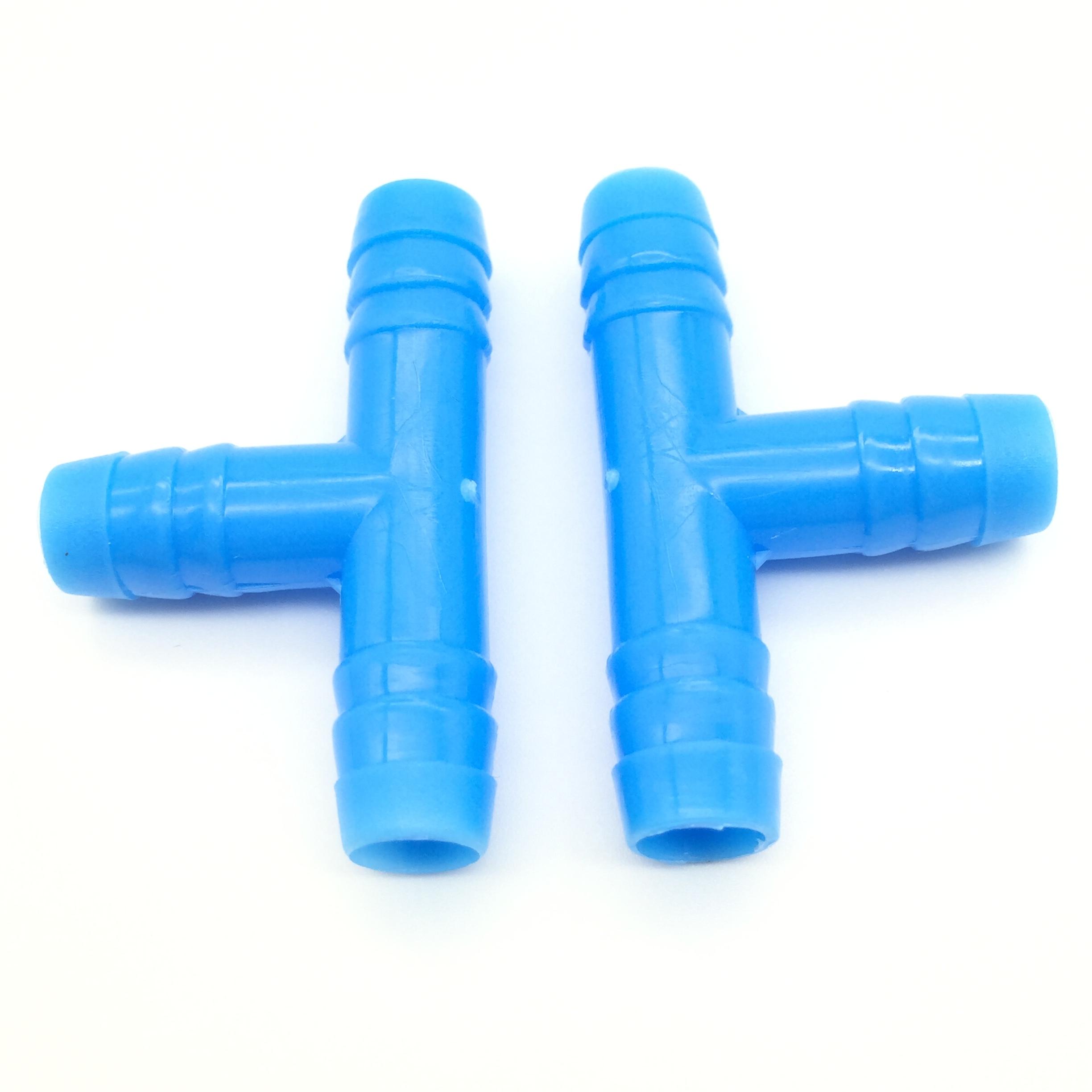 

50 Pcs Poultry Waterer Tee Connector 8mm Blue Barbed Bird Cage Drinking Hose Connector Garden Irrigation Accessories 50 Pcs