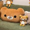 Rilakkuma Bear Backrest Pillow with Doll - Perfect for Dorm Rooms, Birthdays, and Bedroom Decor.
