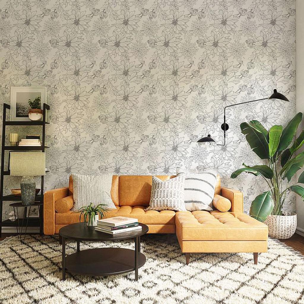 Vintage Blumen Tapete Selbstklebend Schwarz Weiß Pfingstrose Tapete Abnehmbare Wandschrank Deko Kontaktpapier