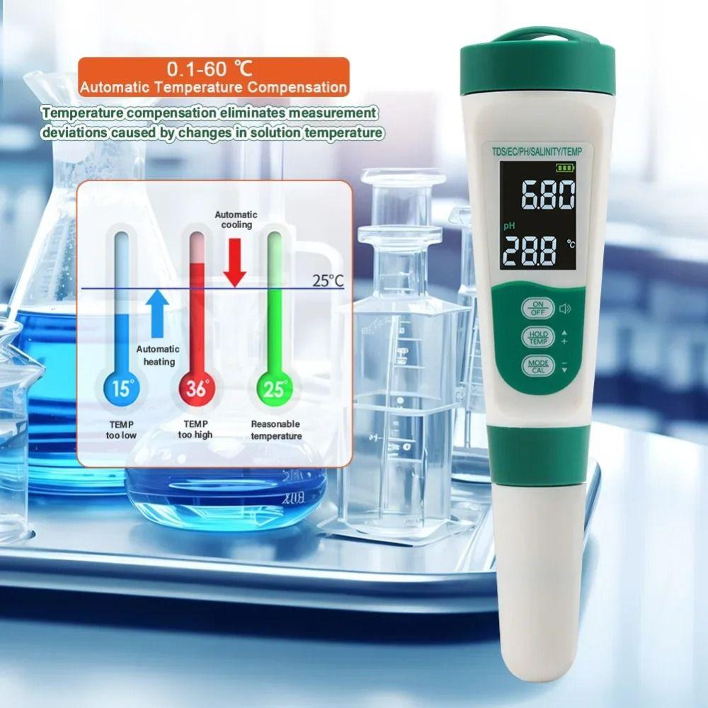 LCD Digital Display Water Quality Tester Multifunction Digital PH Meter Salt Tester  Aquarium