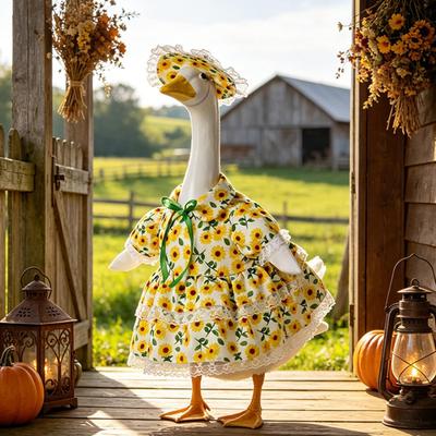 Porch Goose Statue Outfits Set Animal Sculpture Costuming Kit Porch Gooses Sculpture Clothing Kit For Spring Fall Garden Party
