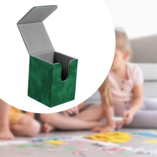 DeeRace Card Deck Box, Premium PU Leather Gaming Card Deck Storage Box, Green