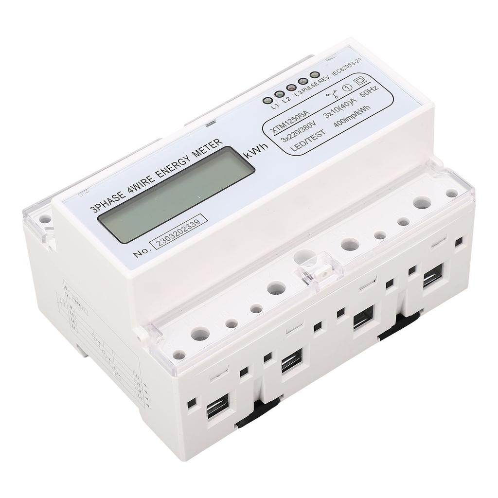 3 Phase 4 Wire Energy Meter 7 Digit LCD Display Voltage Power Current Voltmeter Ammeter Monitor 3x22