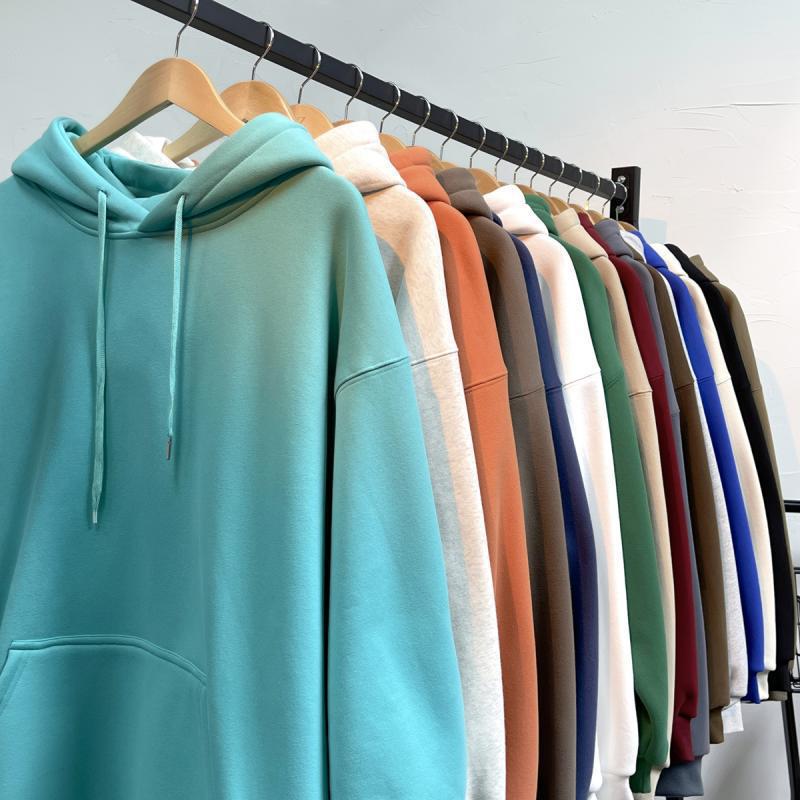Men's Dark Green High-Gloss Heavy Oversized Hooded Sweatshirt for Autumn/Winter, Plus Velvet, Basic Style.