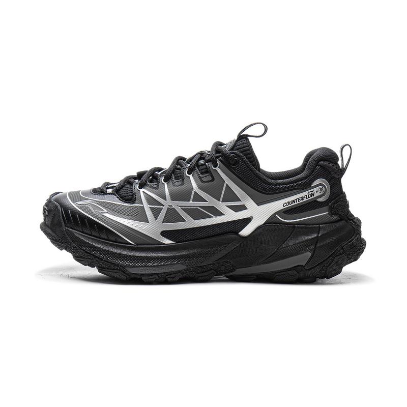 Li Ning CF Su Yi Jie 2 Outdoor Sports Comfortable Shock Absorption Rebound Low Top Hiking Shoes Unisex Hiking Shoes Black Silver AHTV039-2
