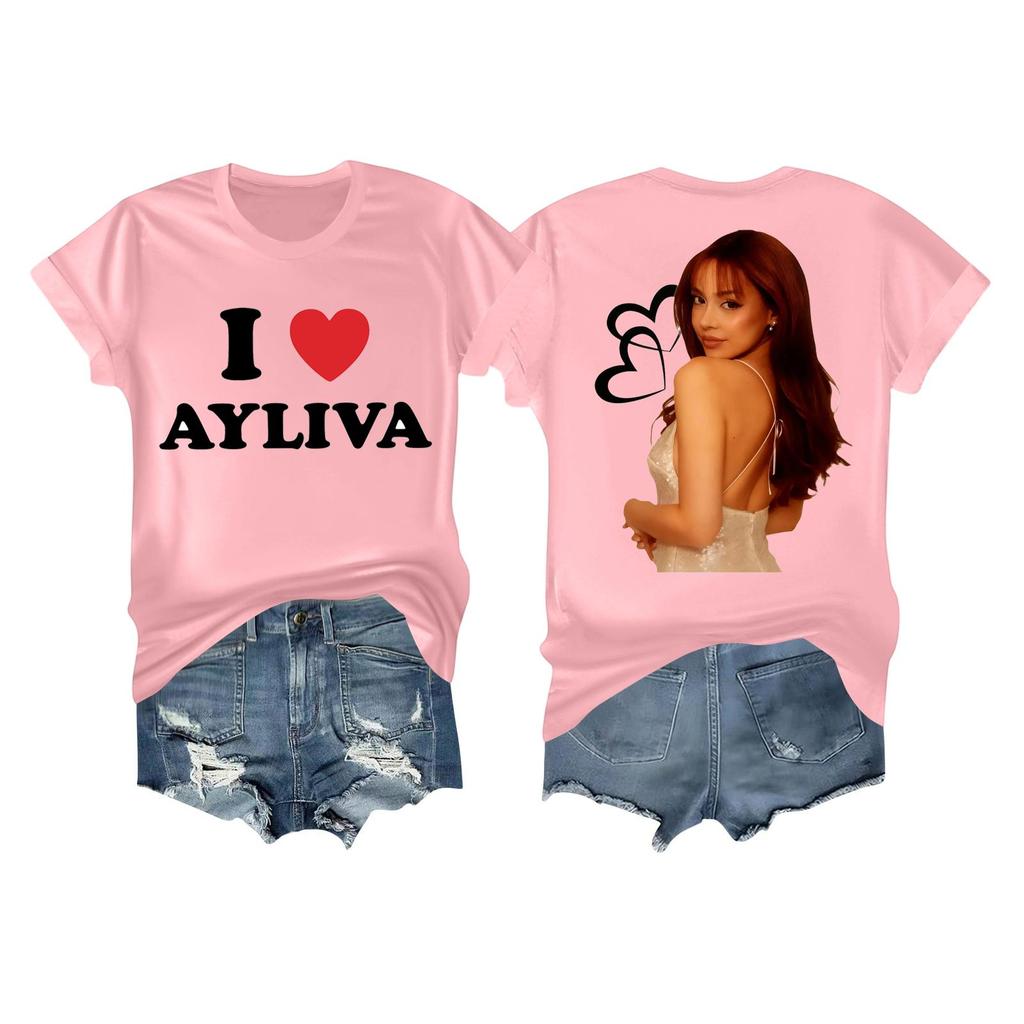 Women's Casual Printed T-shirt Round Neck Pullover Short Sleeve Top