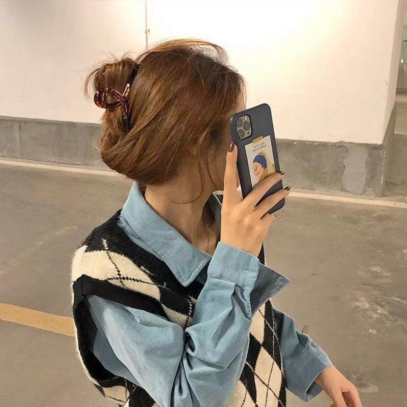 Women's Retro Argyle Knit V-Neck Vest - Autumn Sleeveless Top