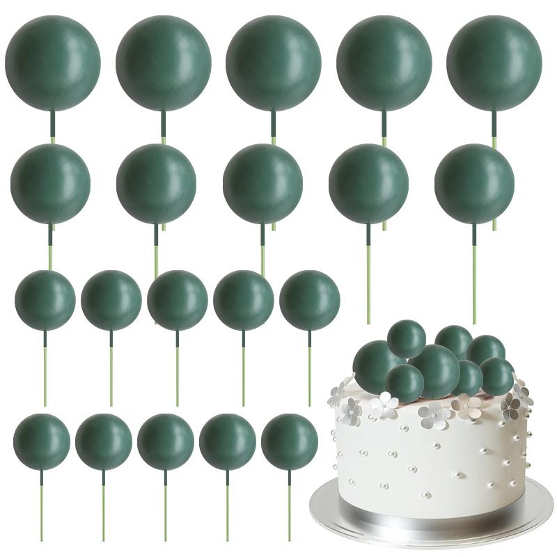 20pcs Colorful Balls Cake Topper for Wedding Birthday Party Cake DIY Decoration Mini Balloons Cupcake Insert Sticks Baby Shower