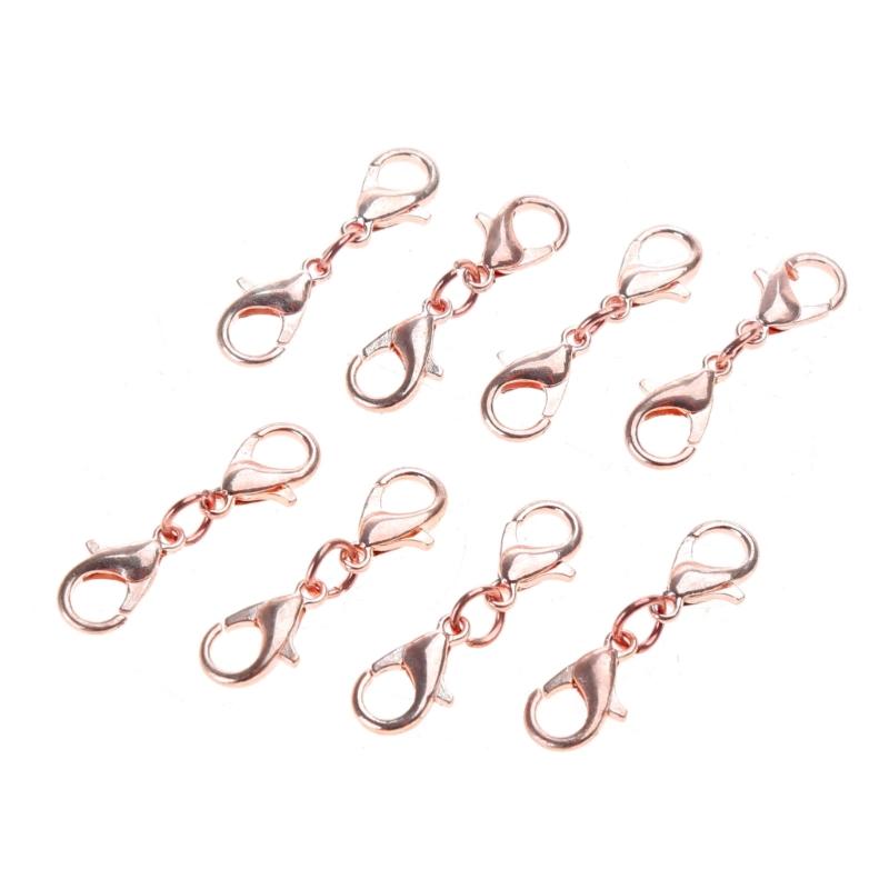 8 Pcs Double Lobster Clasps Small Necklace Bracelet Extenders Double Claw Connector Jewelry Extension Clasp Easy To Use