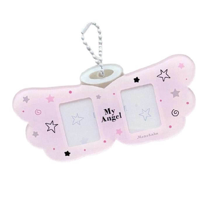 Acrylic Photocard Holder,Lovely Credit Card Sleeve Pendant Keychain Badge Holder for Student Card Id Cards Bank Card