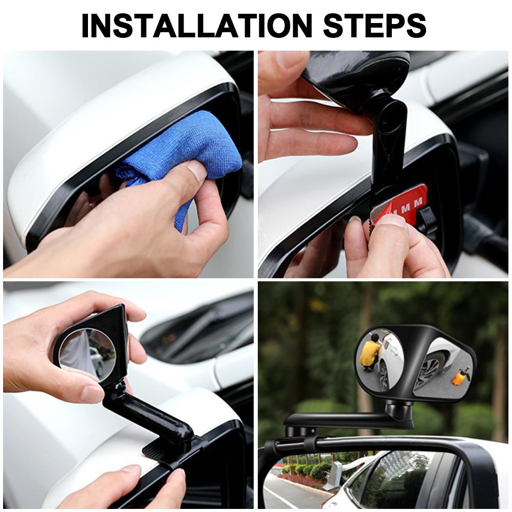 2 STÜCKE 360 Grad HD Auto Toter Winkel Spiegel Drehbar Einstellbar 2 Seiten Weitwinkel Außen Auto Rückspiegel Parkspiegel