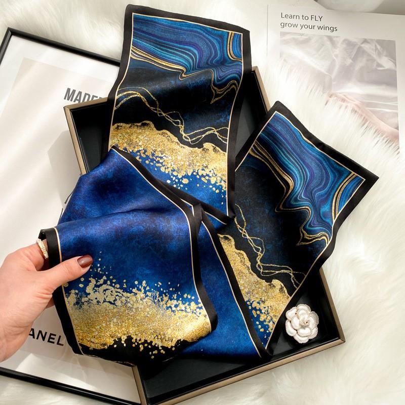 Womens Pink Silk Scarf Long Satin Shirt Horse Print Hair Band