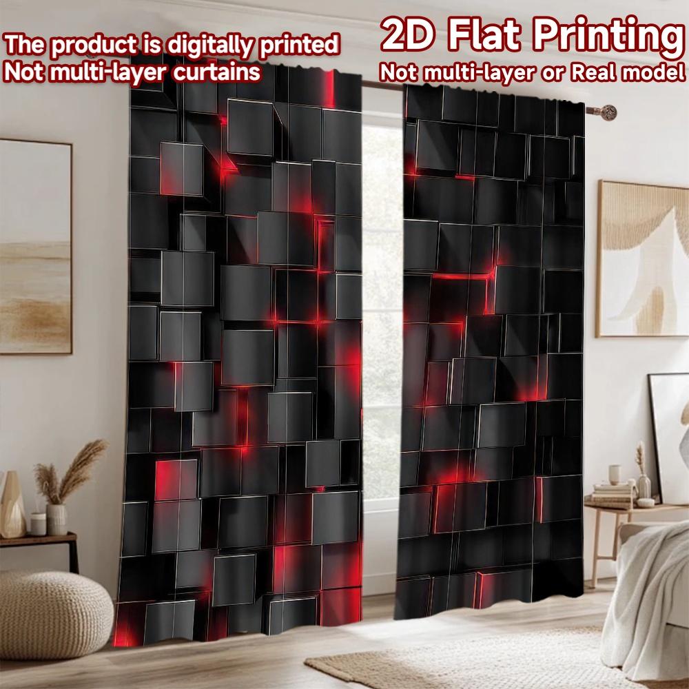 2D flat Photography Backdrop Popular Scene Backdrop Black Cubes with Red 100% Polyester Birthday Party for Holiday
